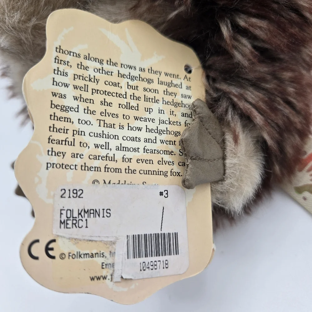 Folkmanis Hedgehog Hand Puppet With Tag